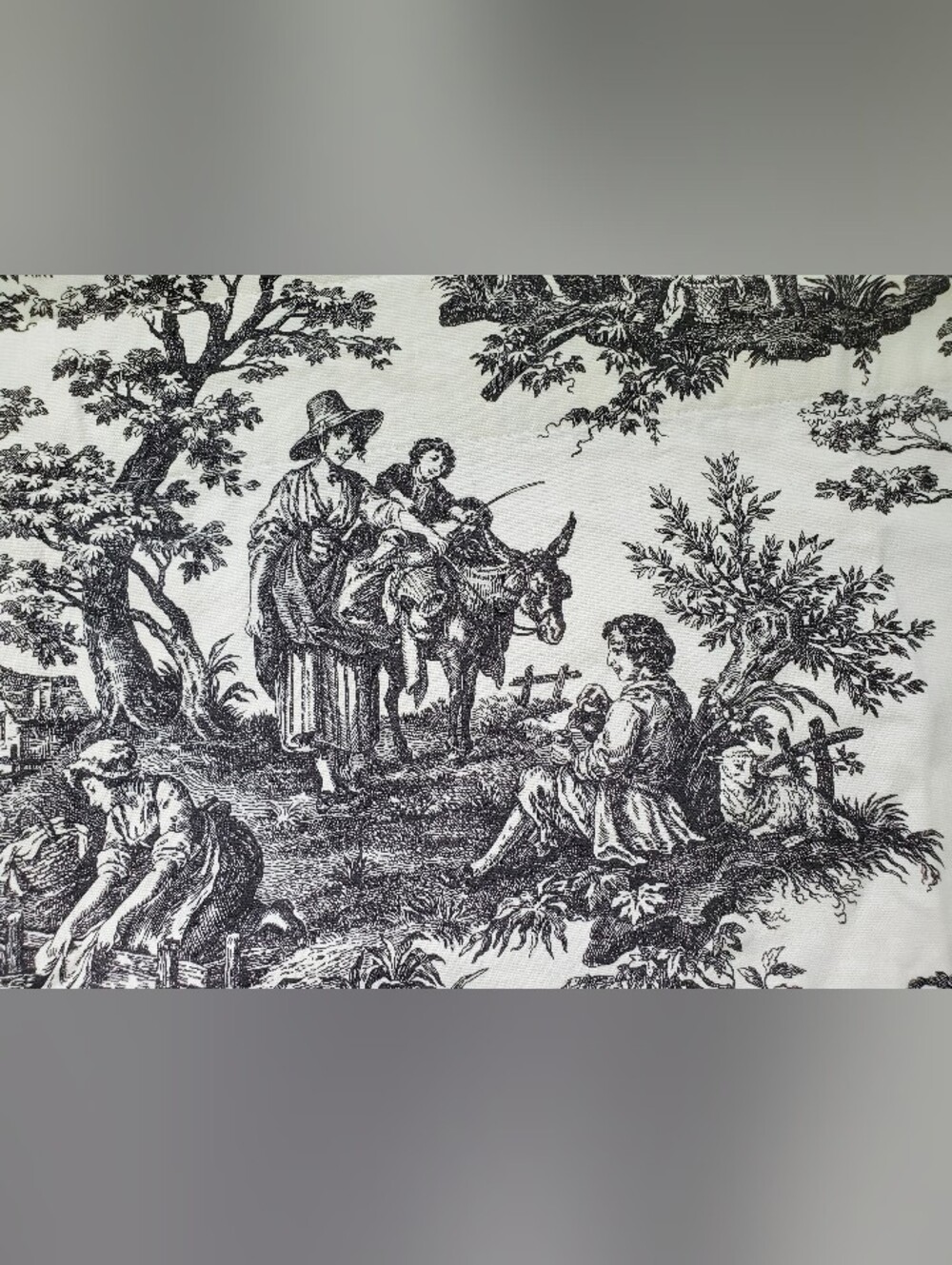 WAVERLY Toile Print Ascot Valance "Country Life" Set of Three 52" x 22" Cotton - Picture 3 of 6
